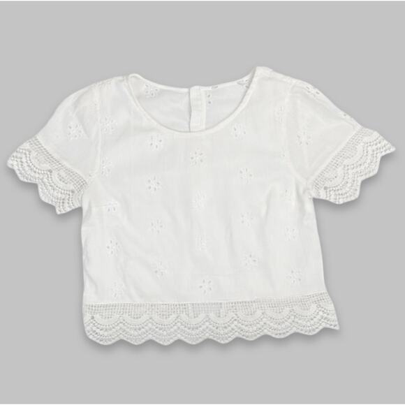 Hollister White Crochet Crop Top S | Boho Lace Fall Layering Blouse - Picture 1 of 9